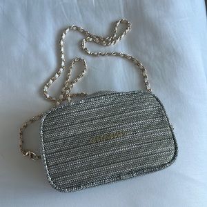 2022 Chanel beauty Holiday gray tweed cosmetic bag converted crossbody purse